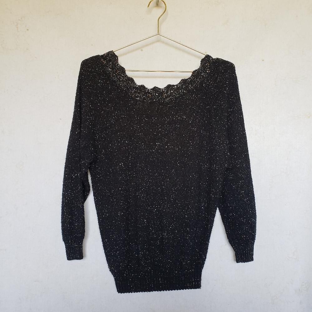 Vintage 80's S/M black rainbow sparkle sweater